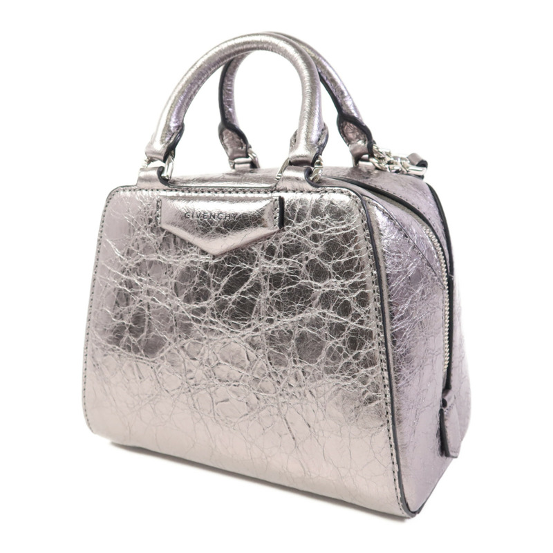 GIVENCHY 牛皮皮革Shoulder Bag銀扣手挽肩背兩用袋-2