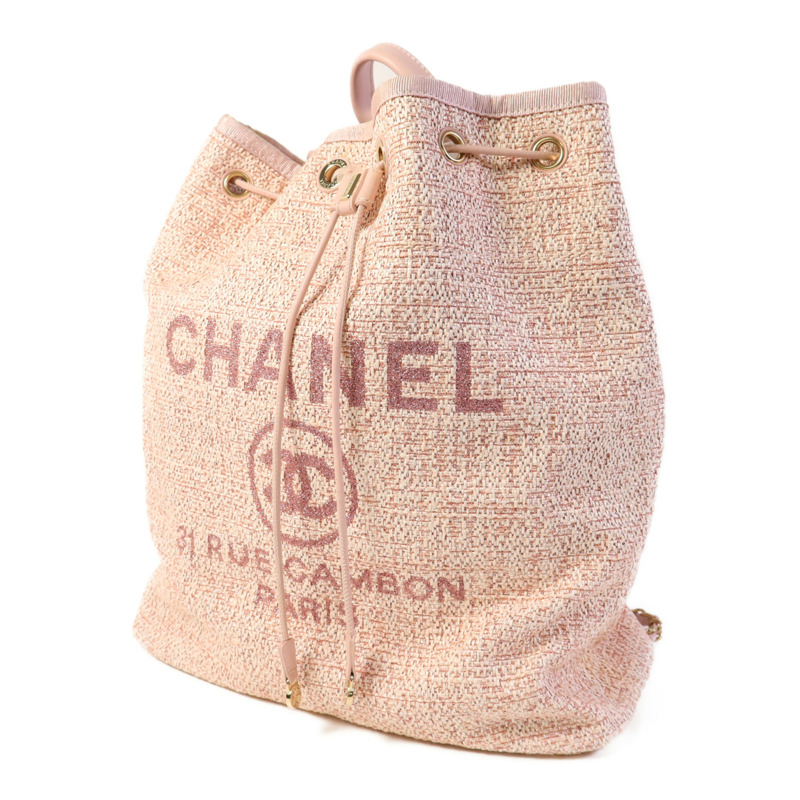 CHANEL 帆布Deauville Backpack金扣背包-2