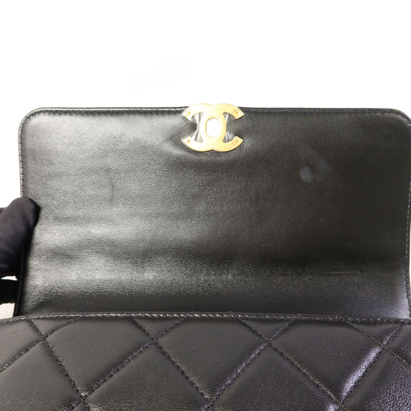 CHANEL 羊皮皮革2 Way Shoulder Bag金扣手挽肩背兩用袋-6
