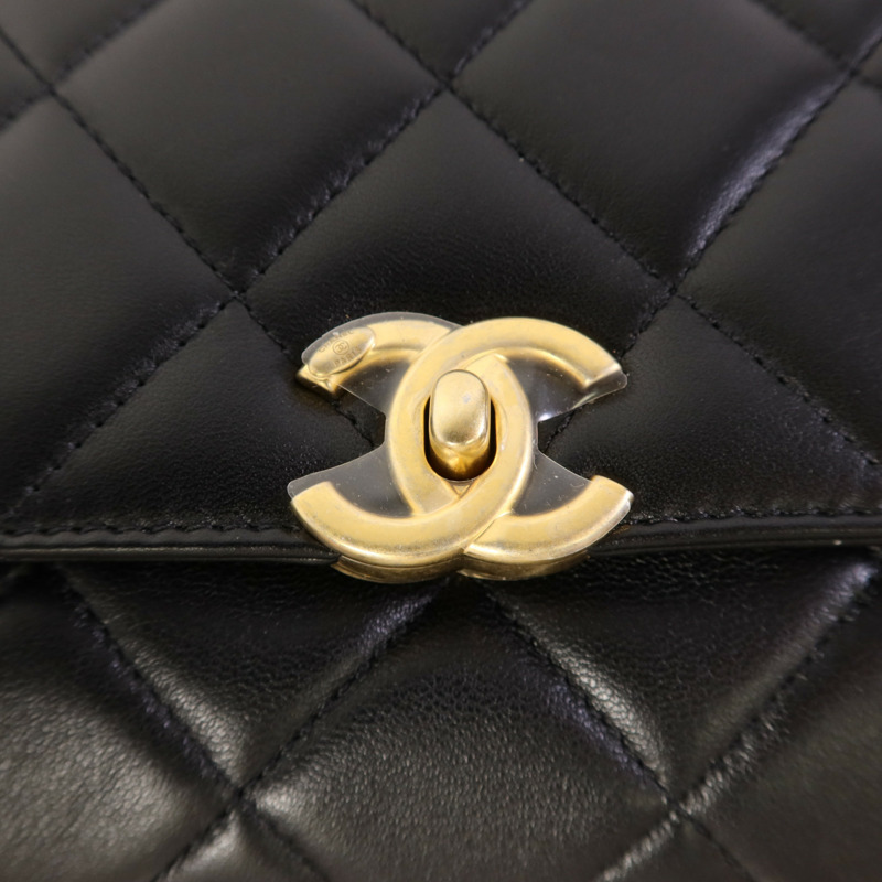 CHANEL 羊皮皮革2 Way Shoulder Bag金扣手挽肩背兩用袋-9