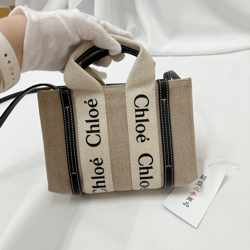莉亞精品♡Chloe mini woody 黑藍色 二手美品-3