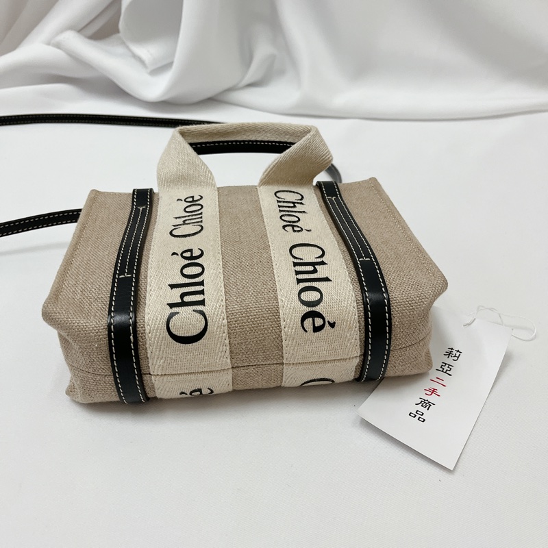 莉亞精品♡Chloe mini woody 黑藍色 二手美品-4