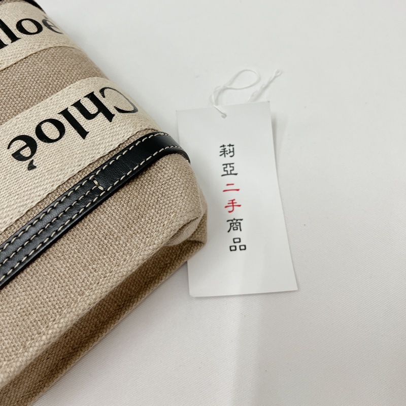莉亞精品♡Chloe mini woody 黑藍色 二手美品-7