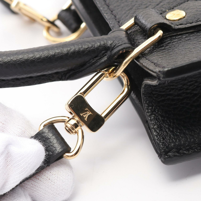 LOUIS VUITTON Petit Sac Plat 兩用手提包 M80478 Monogram 皮革黑色二手 LV-6