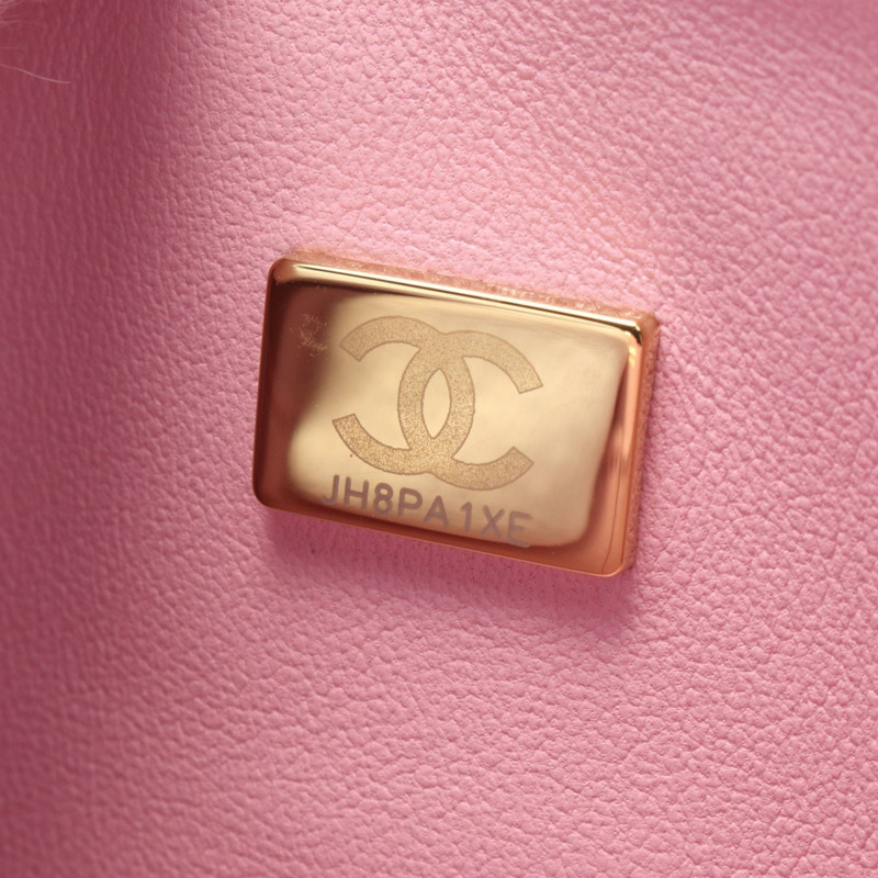 CHANEL Matelasse W 翻蓋鏈條單肩包 A01113 皮革粉紅二手女款 GHW CC-4