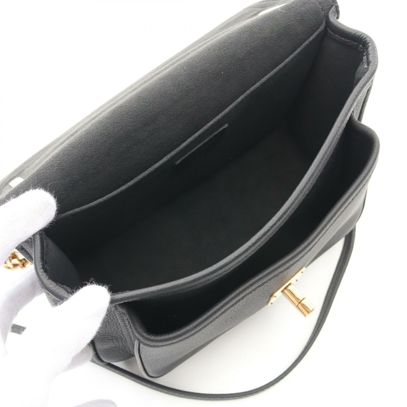 LOUIS VUITTON Lock Me 鏈條單肩包 M57073 皮革黑色二手女士 GHW LV-2