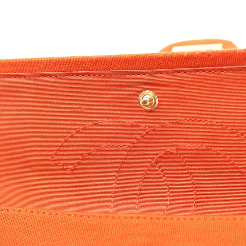 CHANEL 2.55 鏈條單肩包 帆布 橘色 二手 女款 GHW CC Coco-5