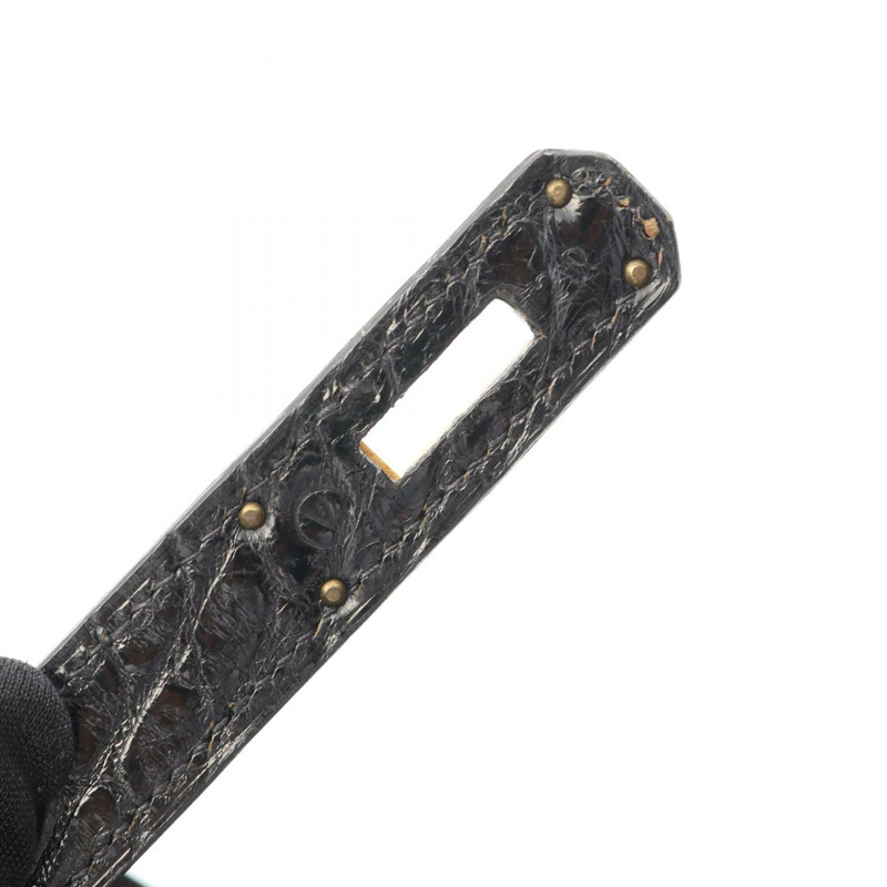 HERMES Kelly 32 手提包 鱷魚皮 Lycee 黑色 二手 女士-4