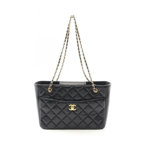 CHANEL Matelasse 小號購物鏈單肩包 AS5215 小羊皮 GHW BK 二手
