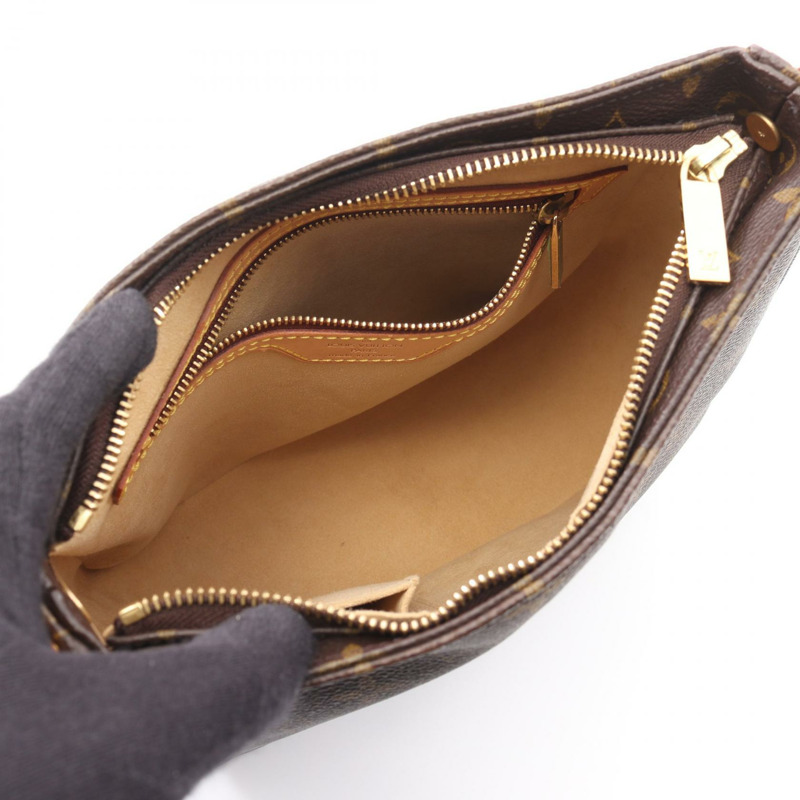LOUIS VUITTON Looping MM 單肩包 M51146 Monogram 帆布皮革棕色二手-2