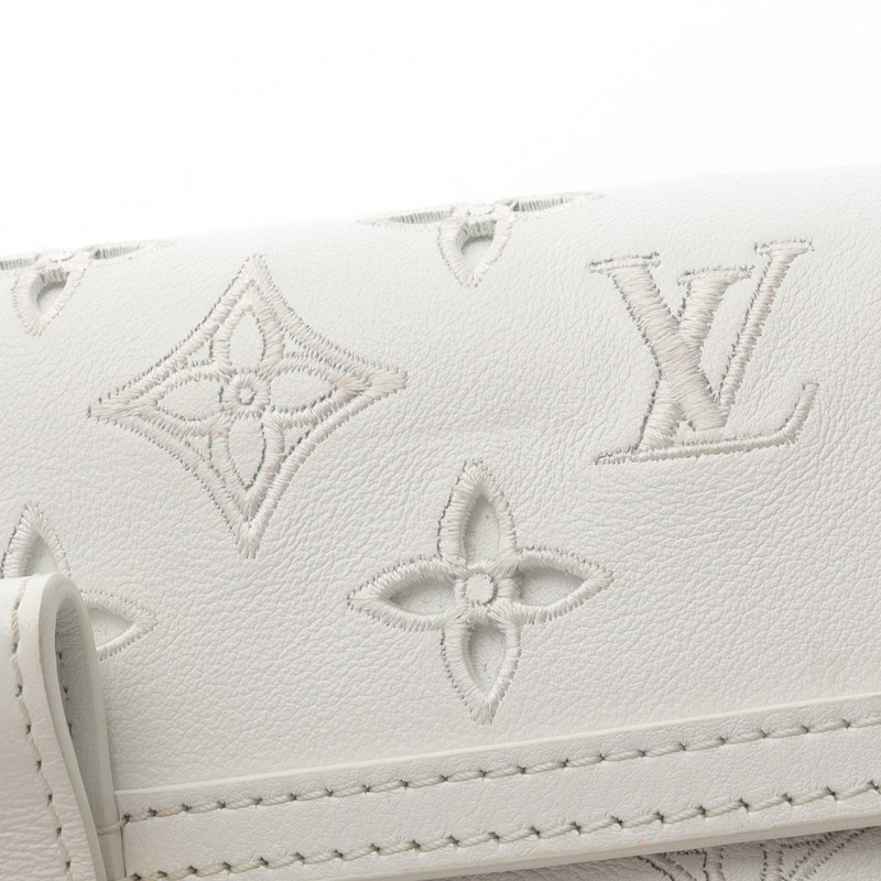 LOUIS VUITTON Dauphine EW 鏈條單肩包 M20739 Monogram 皮革白色二手-4