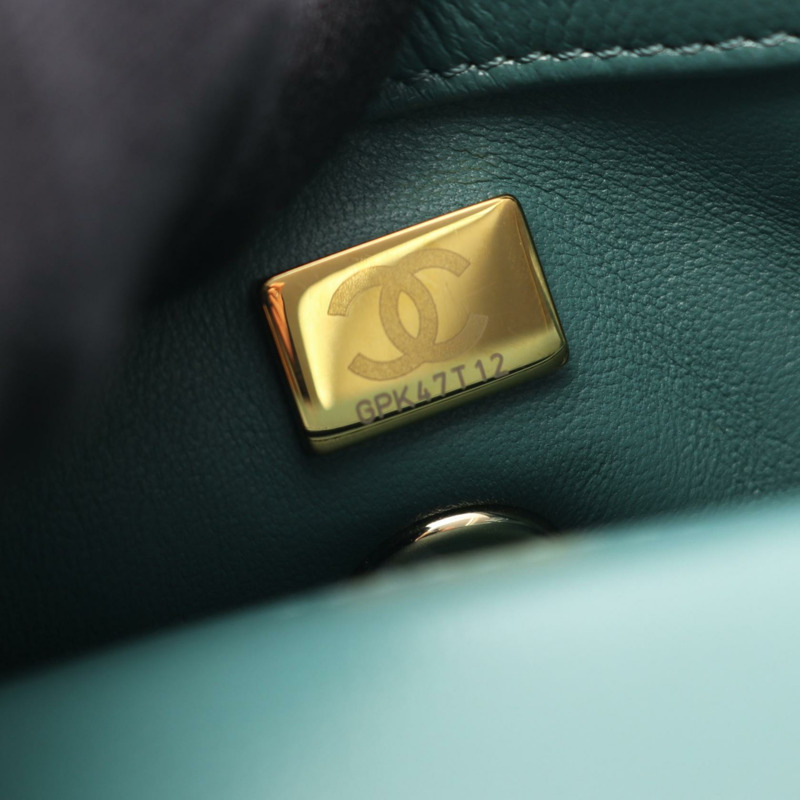 CHANEL Coco Handle XXS 單肩包 手提包 AS2215 皮革 綠色 二手 女款 GHW CC-4