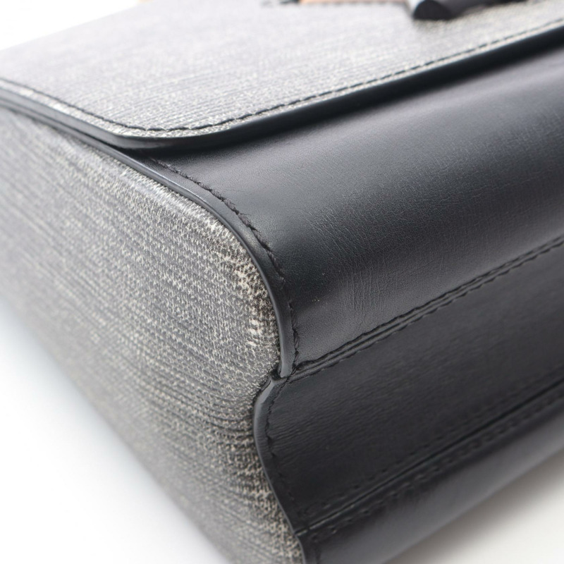 LOUIS VUITTON Twist MM 鏈條單肩包 皮革 黑色 灰色 Gres 二手 女士 LV-9