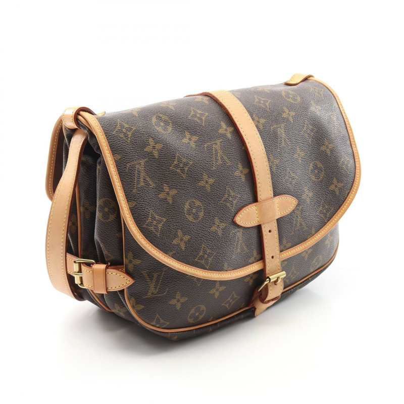 LOUIS VUITTON Saumur 30 斜背包 單肩包 M42256 Monogram 帆布 二手 女士-1