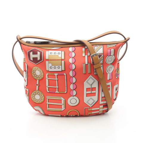HERMES Sursoie To go 單肩包 B 085196CK 絲綢 Swift 皮革 橙色 SHW 二手