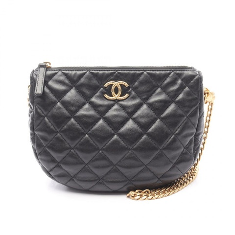 CHANEL Matelasse 小號 Hobo 鏈條單肩包 羔羊皮 黑色 二手 GHW