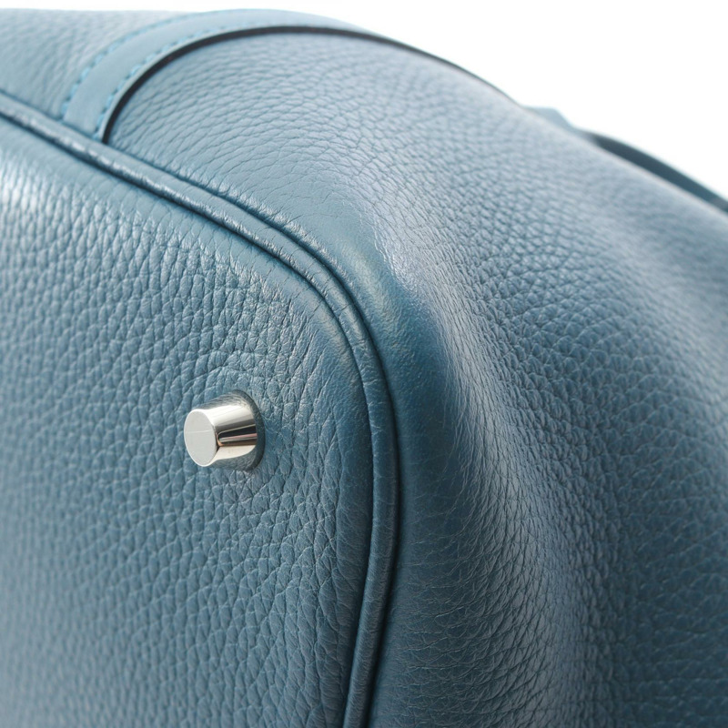 HERMES Picotin Lock Touch MM 手提包 T Clemence Swift 皮革 SHW 藍色 Colvert-5