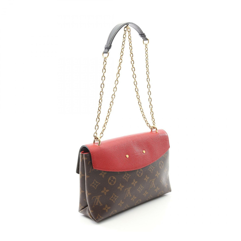 LOUIS VUITTON Saint placide 鏈條單肩包 M43713 Monogram 帆布 紅色 二手-1