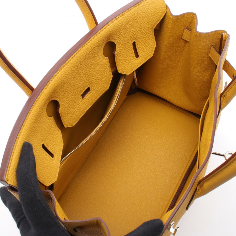 HERMES Birkin 30 手提包 C Togo 皮革 Jaune ambre 二手女士-2
