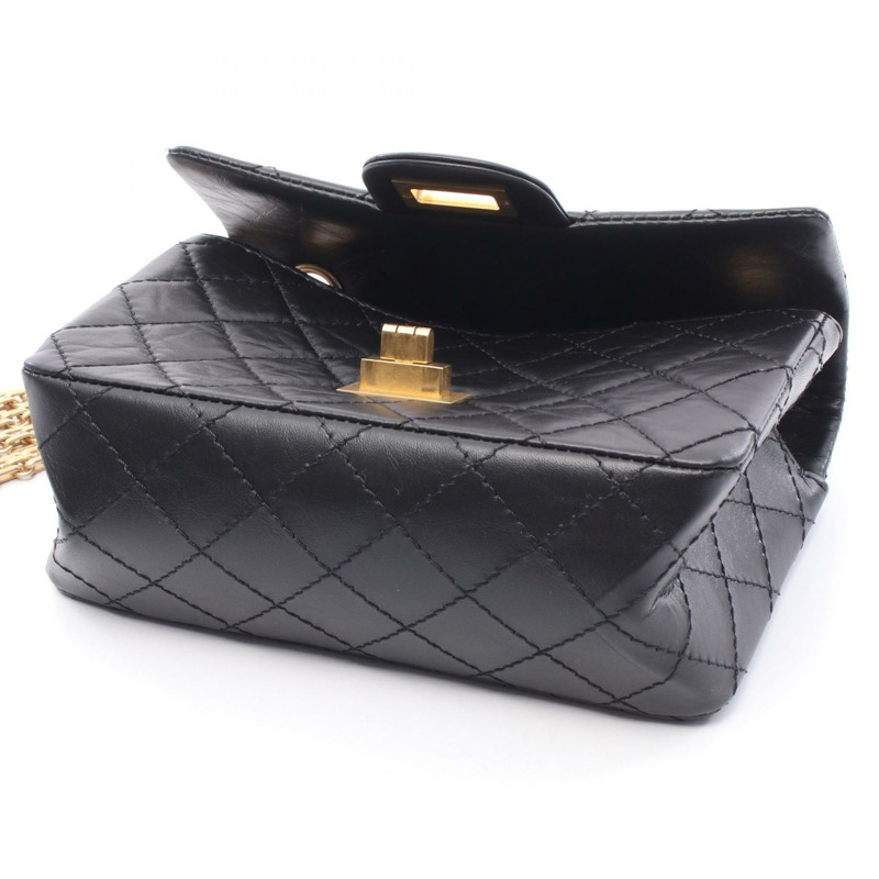 CHANEL 2.55 迷你 Matelasse 鏈條單肩包 AS0874 皮革黑色二手 GHW CC-6