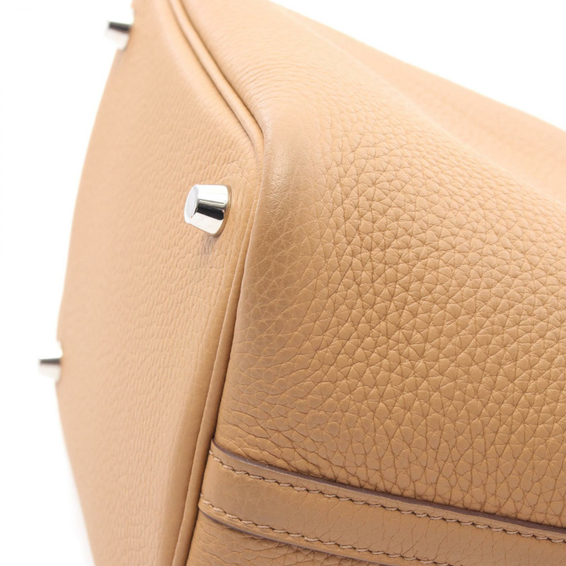 HERMES Picotin Lock PM 托特包 手提包 Clemence 皮革 棕色餅乾 二手 SHW B-5