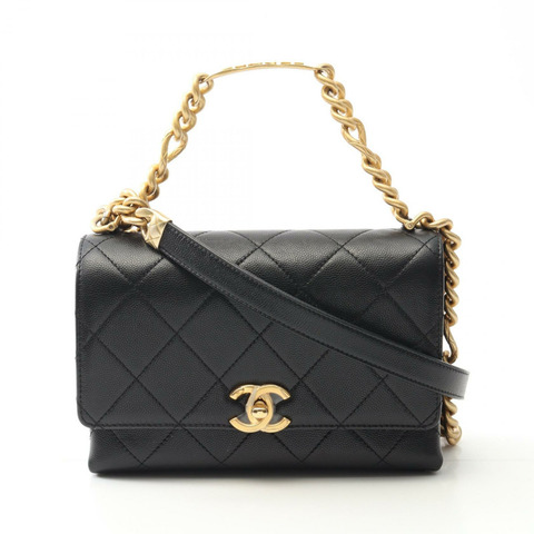CHANEL Matelasse 斜背鏈條單肩包 AS2711 小牛皮 黑色 GHW 二手