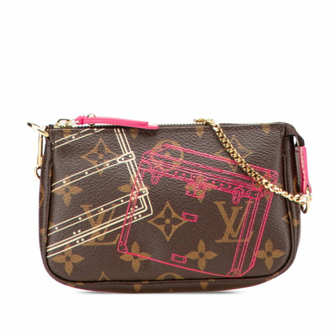 Louis Vuitton Monogram Mini Pochette Accessoires 聖誕節限量版小包 手提包 M58501 棕色粉紅 女款 LOUIS VUITTON