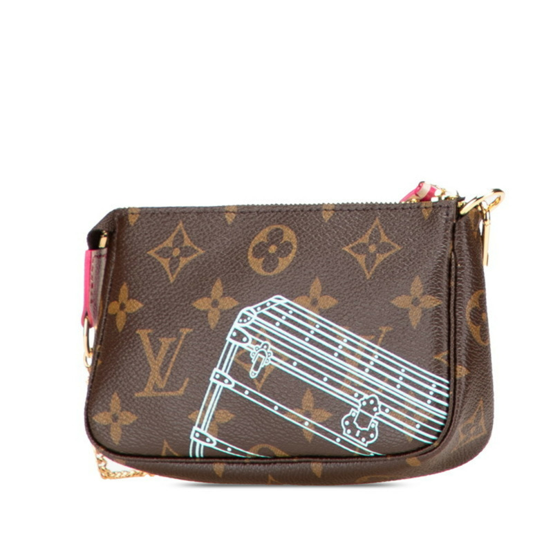 Louis Vuitton Monogram Mini Pochette Accessoires 聖誕節限量版小包 手提包 M58501 棕色粉紅 女款 LOUIS VUITTON-1