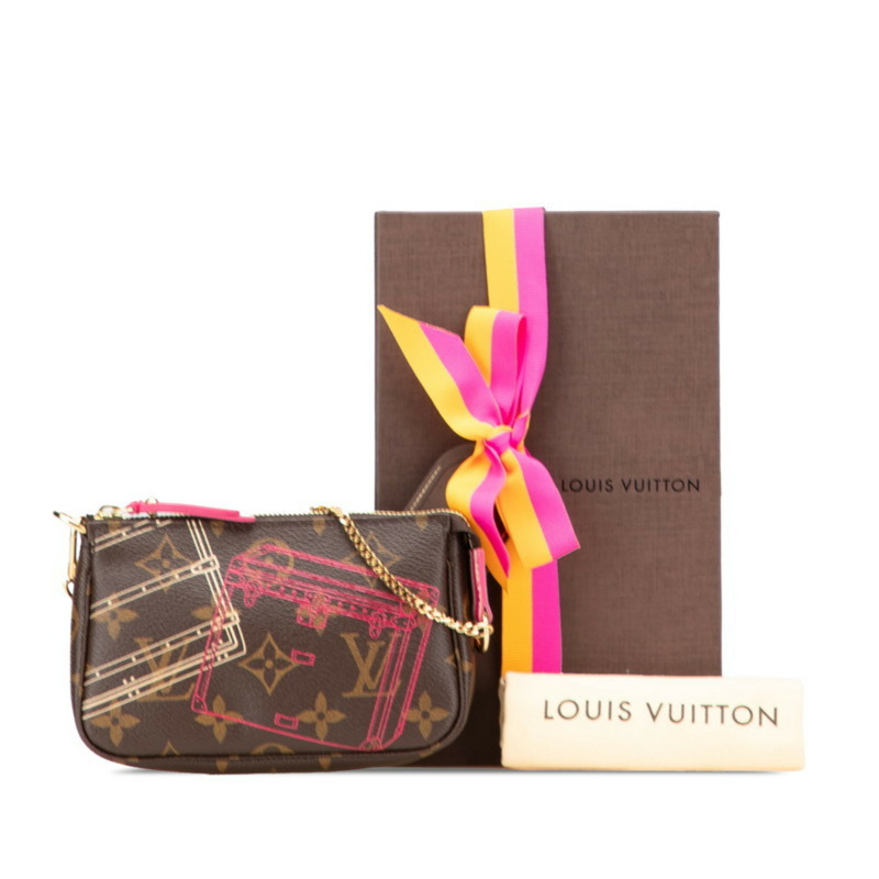 Louis Vuitton Monogram Mini Pochette Accessoires 聖誕節限量版小包 手提包 M58501 棕色粉紅 女款 LOUIS VUITTON-9