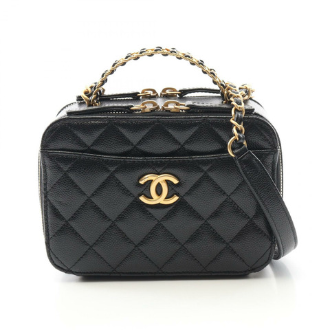 CHANEL Matelasse Vanity 斜背包鏈條單肩包 AS3221 小牛皮 黑色 GHW