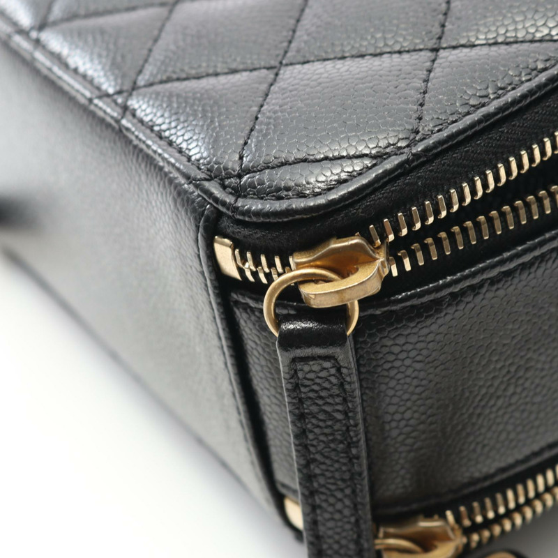 CHANEL Matelasse Vanity 斜背包鏈條單肩包 AS3221 小牛皮 黑色 GHW-6
