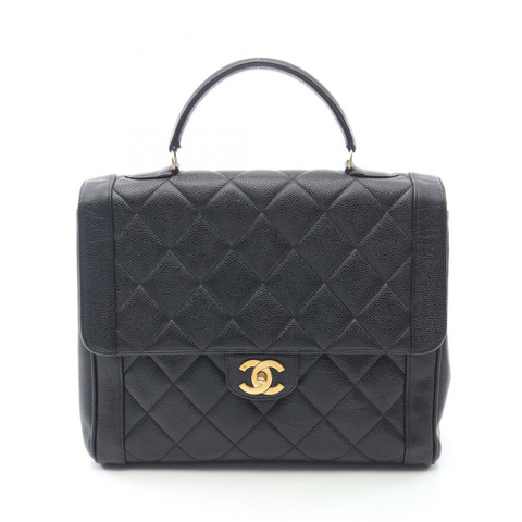 CHANEL Matelasse 手提包 小牛皮 黑色 二手 GHW 女款 CC COCO