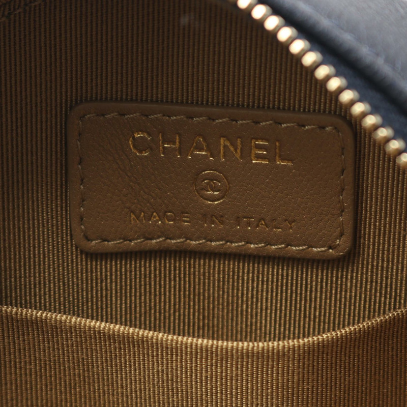 CHANEL Matelasse 圓形迷你鏈單肩包 AP0999 小羊皮海軍藍 GHW 二手-3