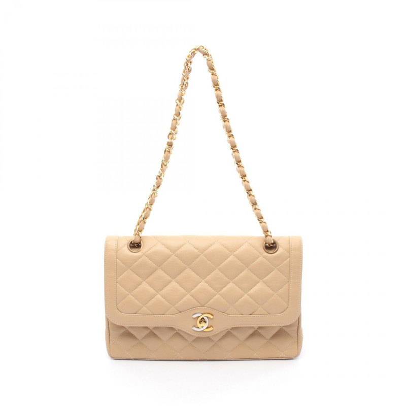 CHANEL Matelasse Paris 限量版雙翻蓋鏈條單肩包 小羊皮-0