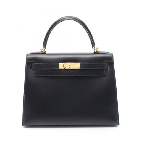HERMES Kelly 28 單肩包 手提包 盒子 小牛皮 黑色 二手 女款 GHW F