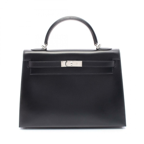 HERMES Kelly 32 單肩包 手提包 盒子 小牛皮 黑色 二手 女士 SHW I