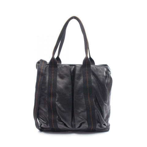 HERMES Caravan 垂直單肩托特包 049021CK 皮革黑色二手女款 SHW