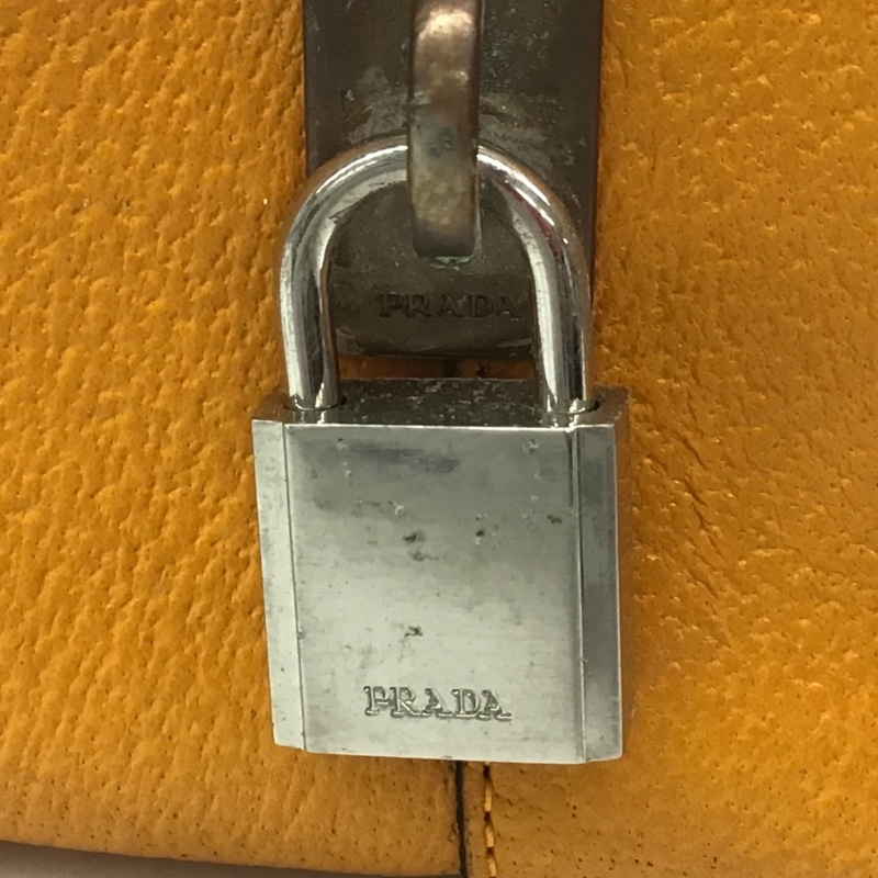 【二手精品】Prada Yellow Leather Tote Bag 黃色皮革托特包-8