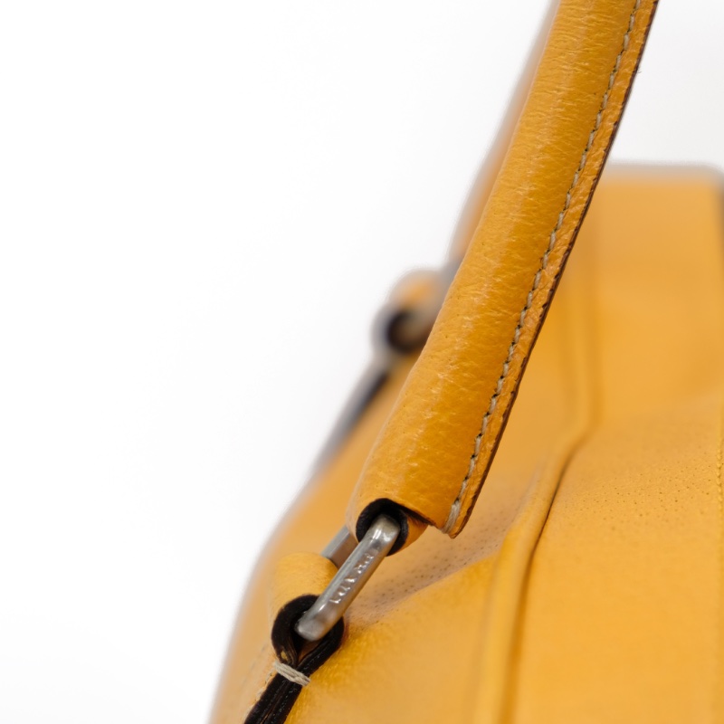 【二手精品】Prada Yellow Leather Tote Bag 黃色皮革托特包-14