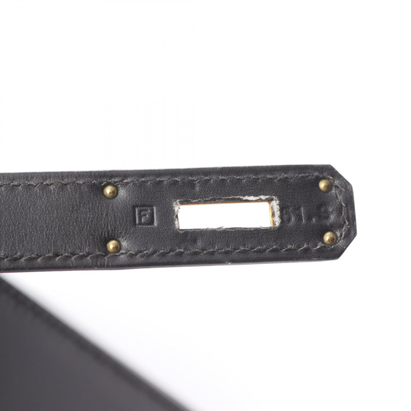 HERMES Kelly 32 單肩包 手提包 盒子 小牛皮 黑色 二手 女款 GHW F-4