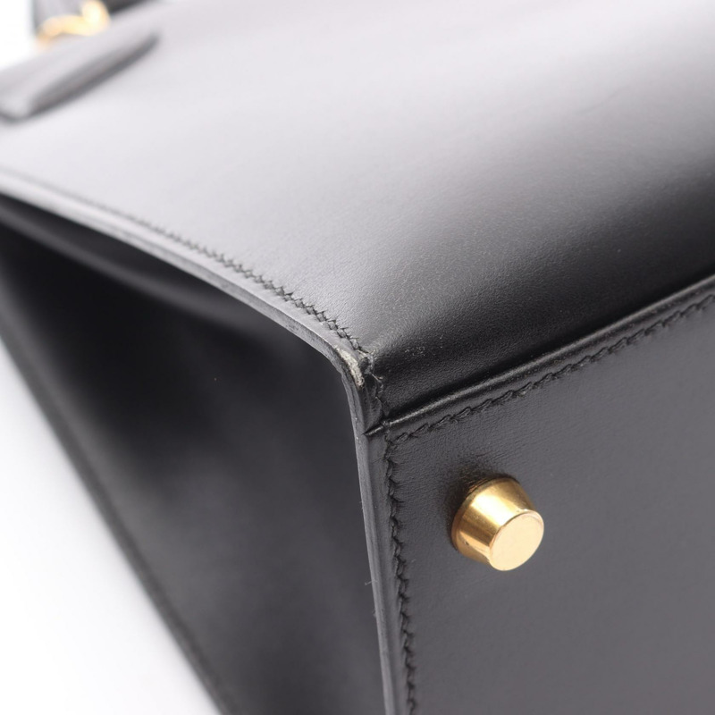 HERMES Kelly 32 單肩包 手提包 盒子 小牛皮 黑色 二手 女款 GHW F-10