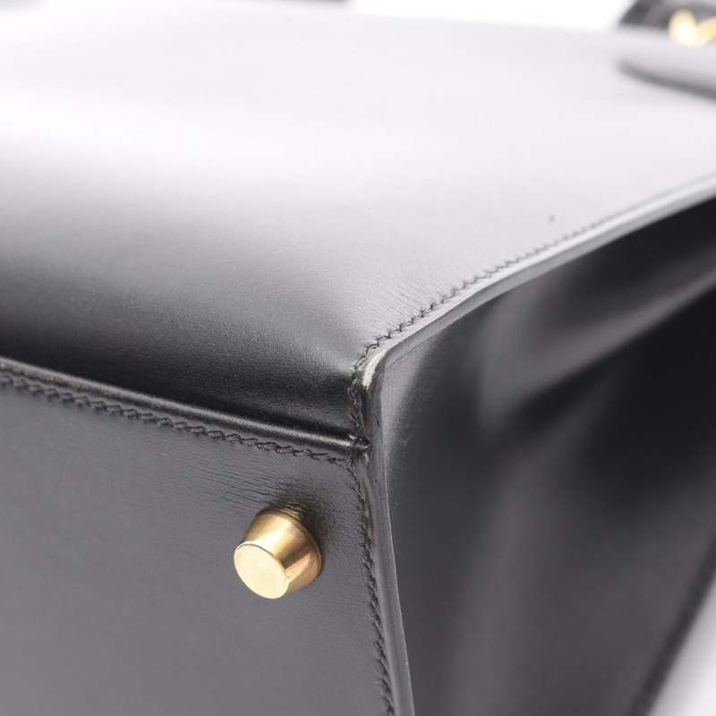 HERMES Kelly 32 單肩包 手提包 盒子 小牛皮 黑色 二手 女款 GHW F-11