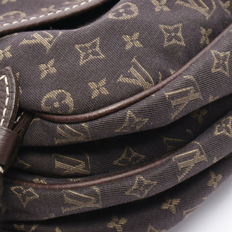LOUIS VUITTON Saumur 肩背包 M95227 Monogram Mini Lin 帆布 Ebene 二手-6