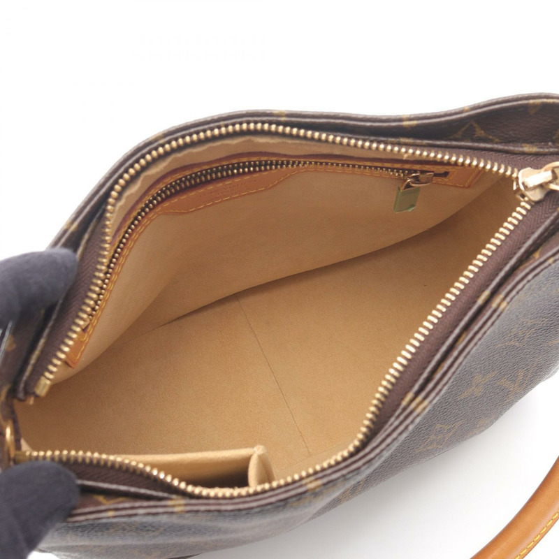 LOUIS VUITTON Looping MM 單肩包 M51146 Monogram 帆布皮革棕色二手-2