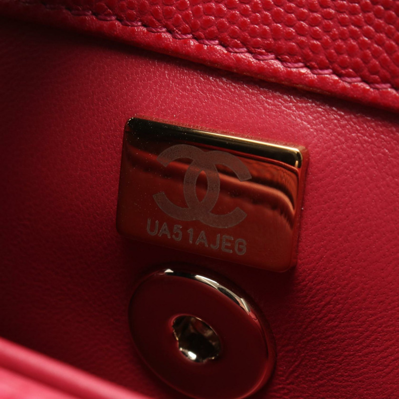 CHANEL Coco Handle Flap Matelasse 單肩包 小牛皮 紅色 二手 女款 GHW CC-4