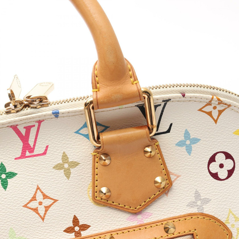 LOUIS VUITTON Alma 手提包 M92647 Monogram Multicolore 帆布皮革白色二手-8