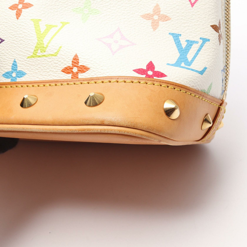 LOUIS VUITTON Alma 手提包 M92647 Monogram Multicolore 帆布皮革白色二手-12