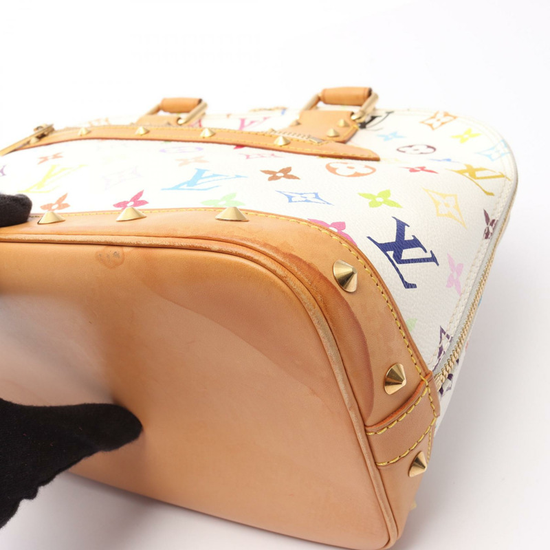 LOUIS VUITTON Alma 手提包 M92647 Monogram Multicolore 帆布皮革白色二手-13