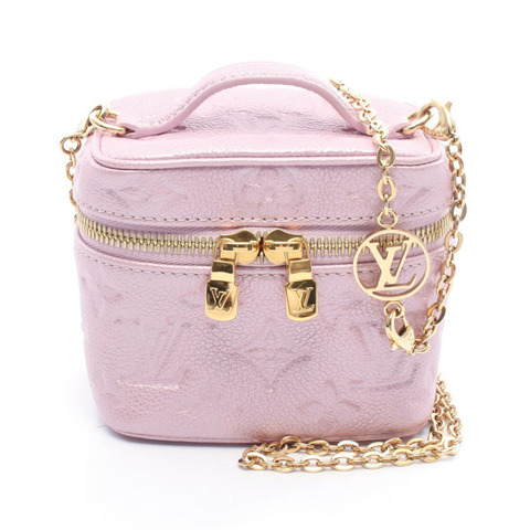 LOUIS VUITTON 微型化妝單肩包手提包 M82168 Monogram empreinte 粉紅二手