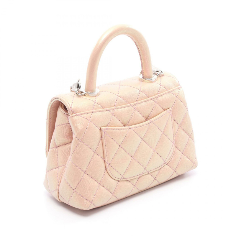 CHANEL Coco Handle XXS 手提包 單肩包 小牛皮 粉紅色 二手 女款 SHW-1